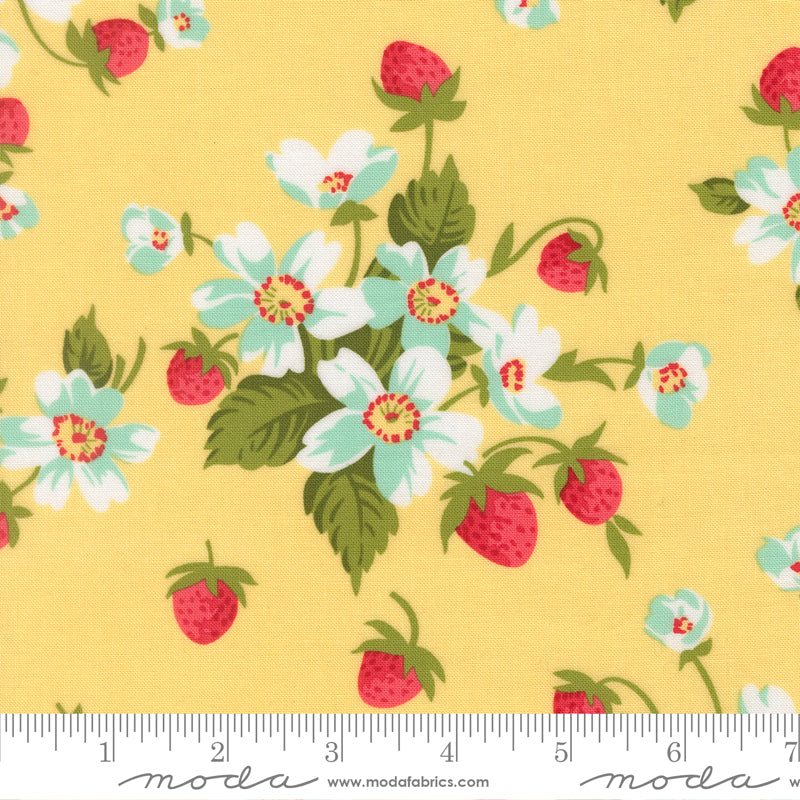 Bloomsberry 55350 12 – Strawberry Floral Yellow | Camille Roskelley | Moda Fabrics | Yardage