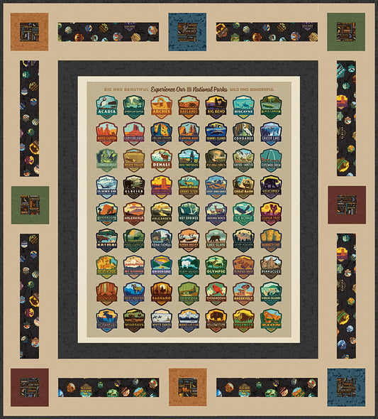 63 National Park Emblems Panel Quilt Kit | National Parks Collection | 59½" x 65½" | 50% Deposit Preorder | April 2027