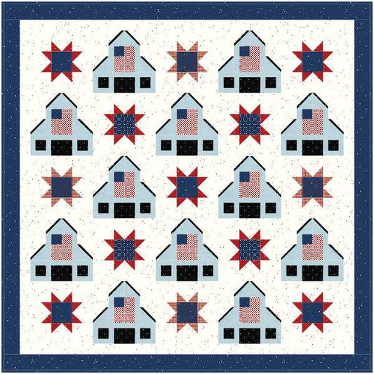 American Heartland Quilt Kit – Patriotic Barn & Star Quilt – 70 x 70