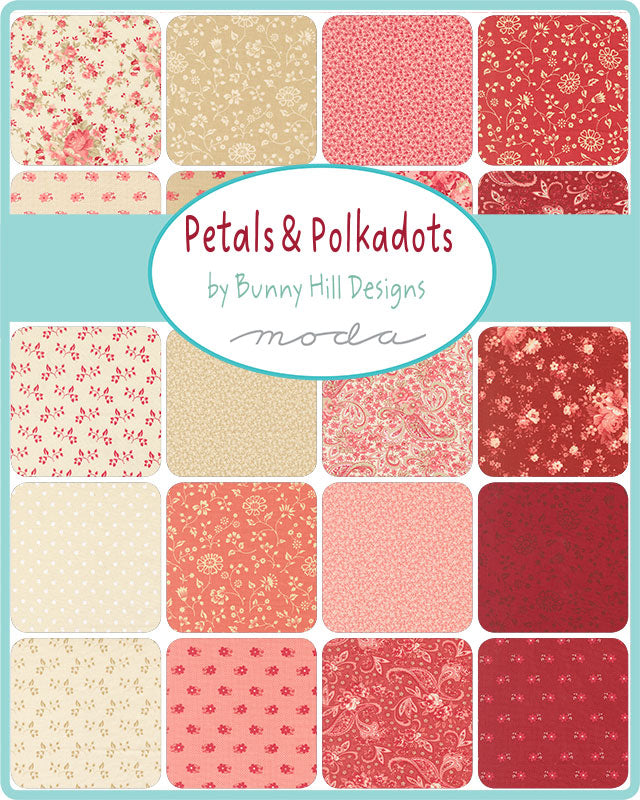 Preorder — Petals & Polkadots Jelly Roll by Bunny Hill Designs for Moda — 40 Strips, 2.5″ Width — Arriving April 2026
