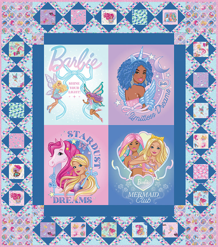 Barbie™ Fantasy Panel Quilt Kit 56 1/2" x 64 1/2" – 50% Deposit March 2027 Preorder