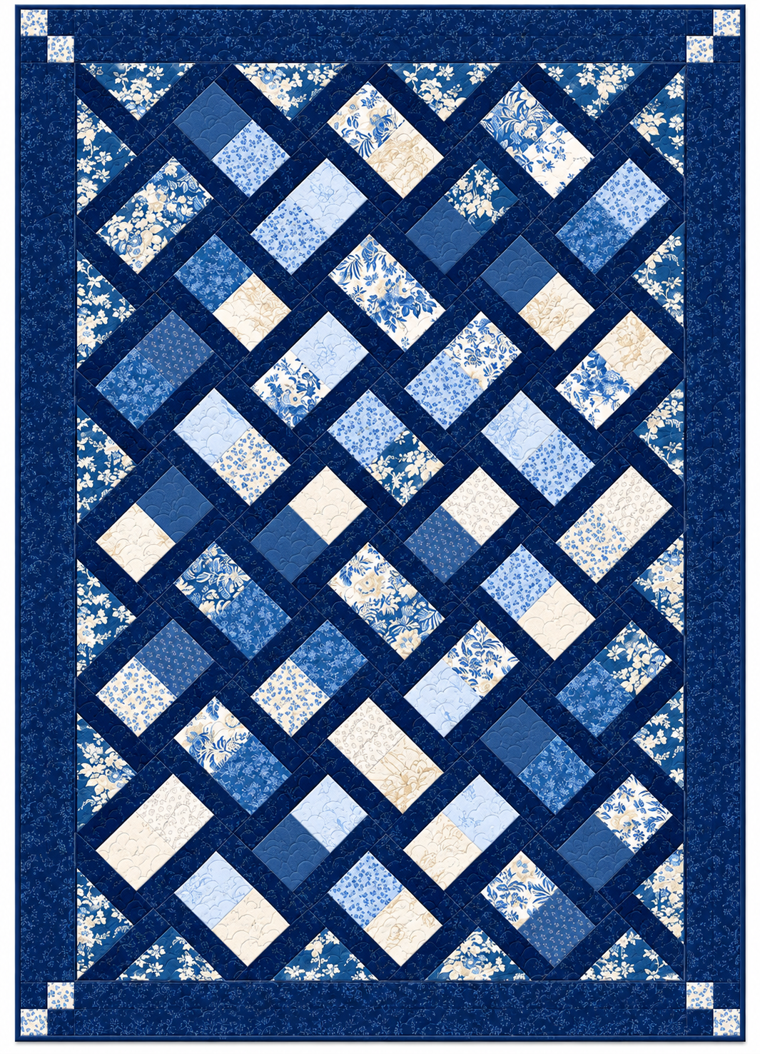 Kaye England Chateau Bleu Cattywampus Quilt Kit – 50% Deposit May 2027 Preorder