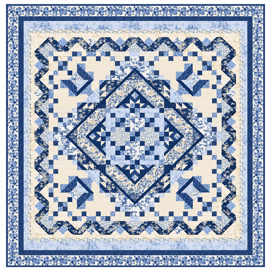 Kaye England Chateau Bleu King Block of the Month Quilt Kit – 50% Deposit May 2027 Preorder
