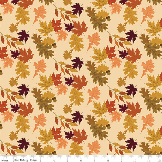 The Awe of Autumn Fall Leaves – Latte | Sandy Gervais for Riley Blake Designs – 100% Cotton Quilting Fabric (43"/44")
