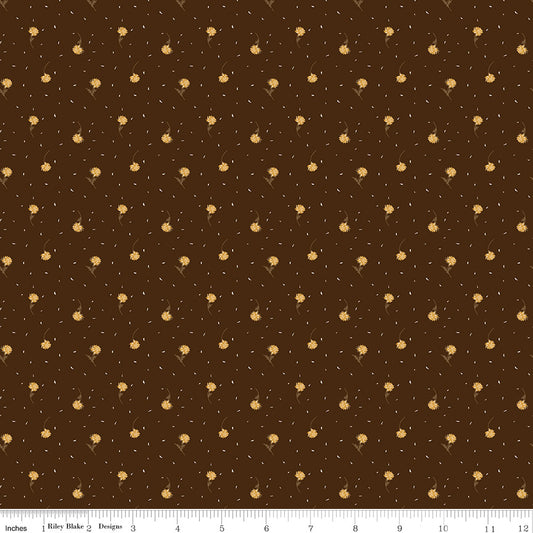 The Awe of Autumn Floral Toss – Brown | Sandy Gervais for Riley Blake Designs – 100% Cotton Fall Fabric (43"/44")