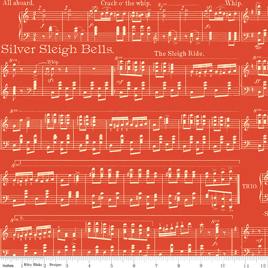 Classic Christmas Sheet Music – Red | J. Wecker Frisch for Riley Blake Designs – 100% Cotton Fabric (43"/44")