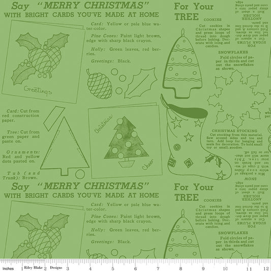 Classic Christmas Handmade – Green | J. Wecker Frisch for Riley Blake Designs – 100% Cotton Holiday Fabric (43"/44")