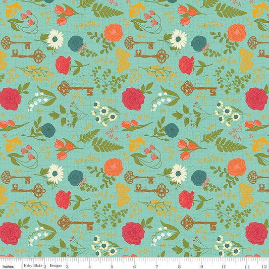 First Blooms Pressed Flowers – Glacier | Heather Peterson for Riley Blake Designs – 100% Cotton Quilting Fabric (43"/44")