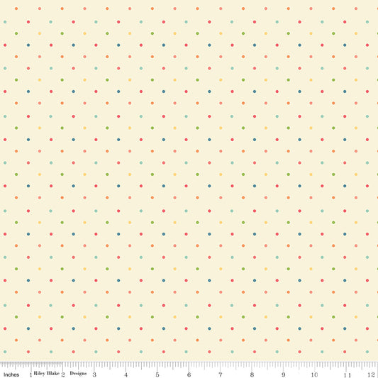 First Blooms Colored Dots – Vanilla | Heather Peterson for Riley Blake Designs – 100% Cotton (43"/44")