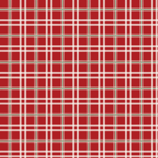 Mistletoe and Holly Plaid – Barn Red | Beverly McCullough for Riley Blake Designs – Christmas Quilting Cotton (43"/44")