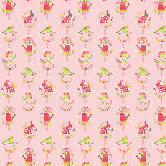 Awakening – Pink Spring Icons | Cherry Guidry | Riley Blake Designs | 100% Cotton Quilting Fabric (C17101-PINK)
