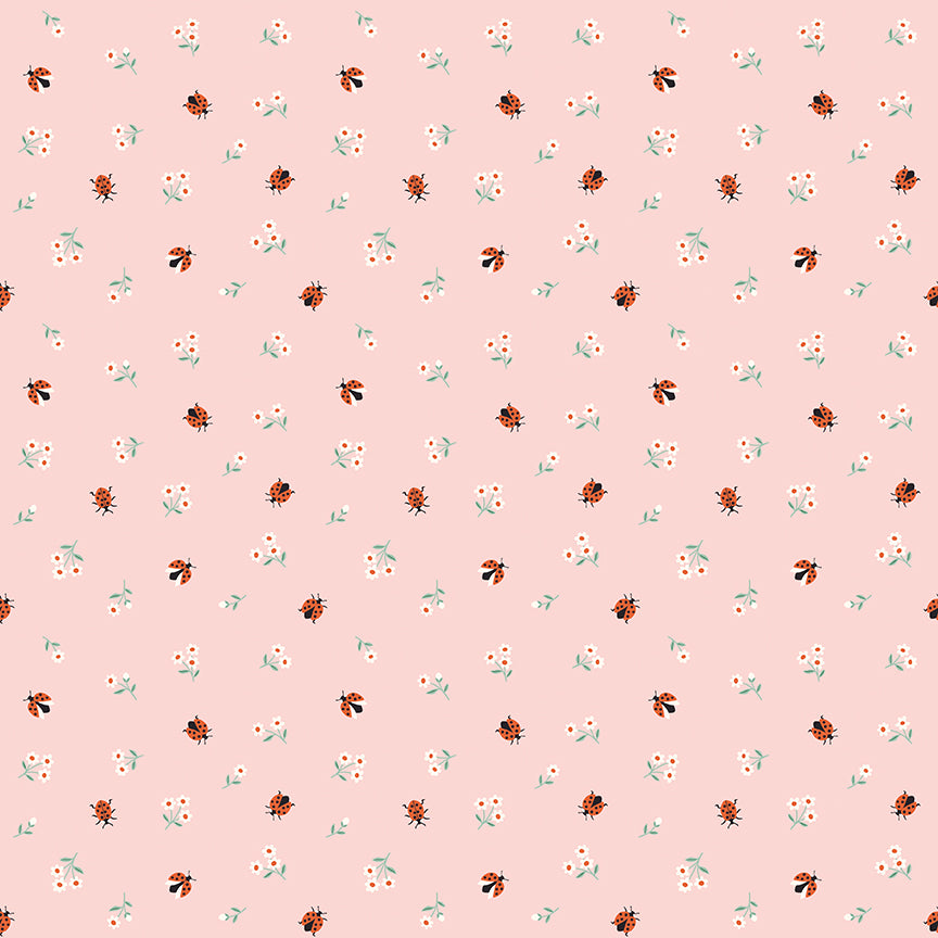 Meadow Moments C17236-PINK – Pink Ladybug & Floral Cotton Fabric – Riley Blake Designs – February 2026