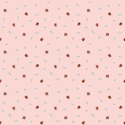 Meadow Moments C17236-PINK – Pink Ladybug & Floral Cotton Fabric – Riley Blake Designs – February 2026