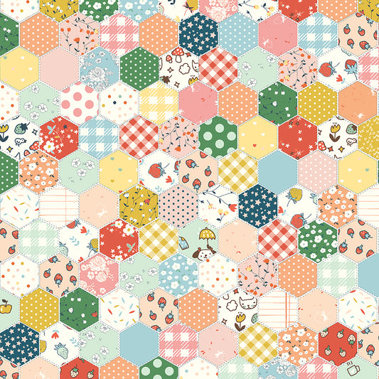Serendipity 2 Hexagon Patchwork Fabric (C17309-MULTI) | Minki Kim | Coming Soon | Riley Blake