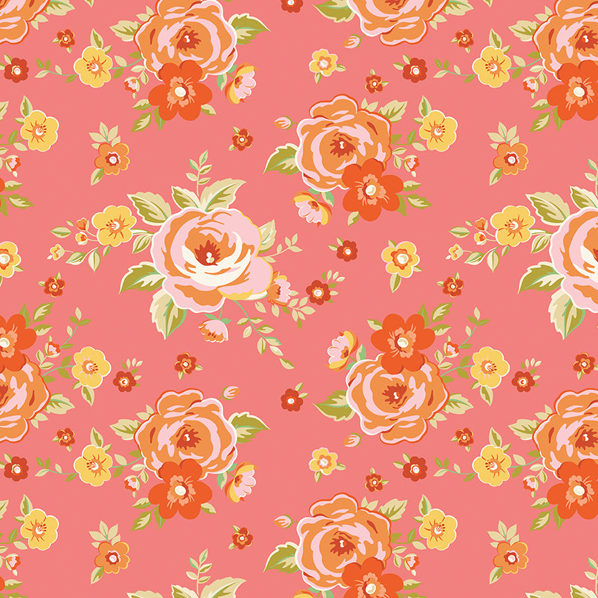 Picket Fence Peach Cobbler Backing Kit – Floral Quilt Fabric