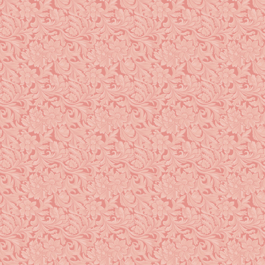 Cowgirl C17485-PINK Tooled Floral Leather Look Fabric | Riley Blake Designs