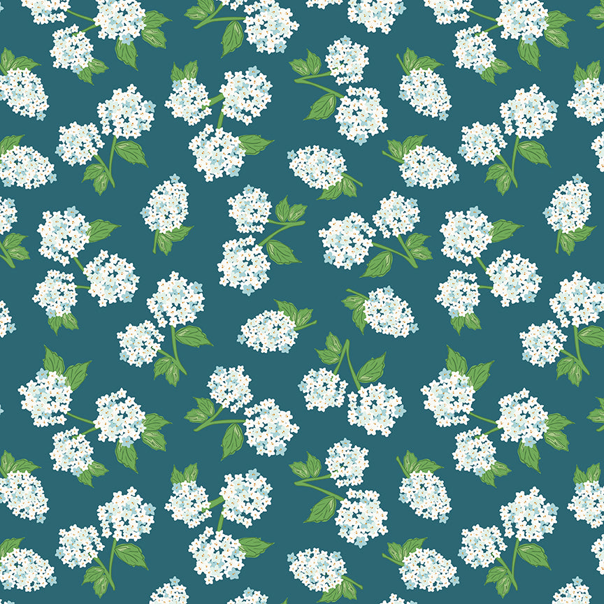 Correspondence Hydrangea Blooms Fabric – Colonial Blue | Riley Blake Designs