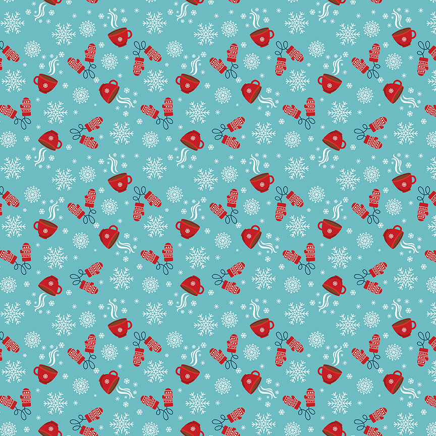 A Perfect Winter Hot Cocoa Fabric – Blue Yardage by Lori Whitlock for Riley Blake Designs | C17994-BLUE