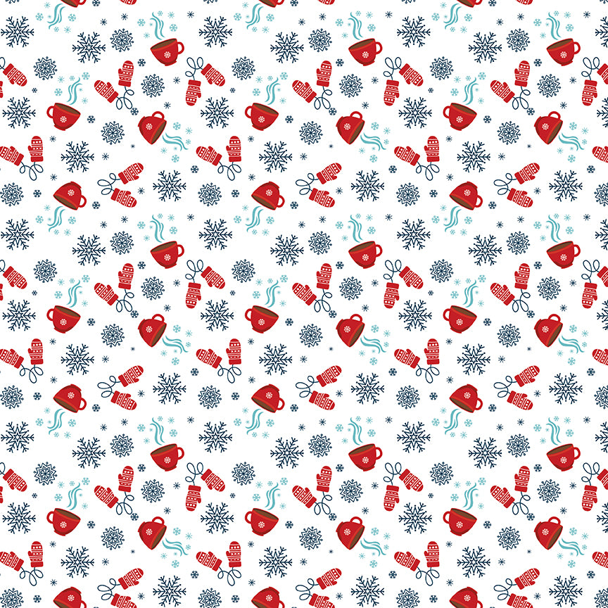 A Perfect Winter Hot Cocoa Fabric – White Yardage by Lori Whitlock for Riley Blake Designs | C17994-WHITE