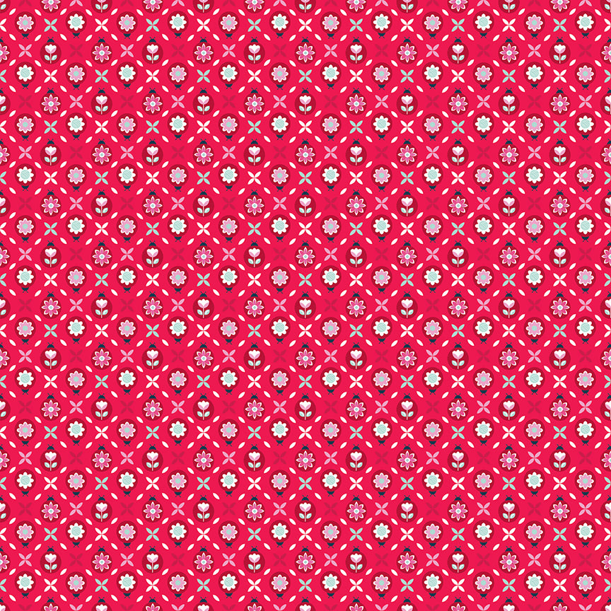 Chasing Rainbows Whimsical Ladybugs Fabric – Fruit Punch Yardage by Leslie Ryan for Riley Blake Designs | C18011-FRUITPUNCH