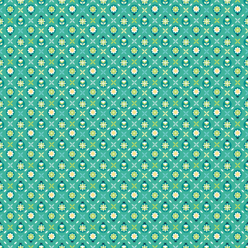 Chasing Rainbows Whimsical Ladybugs Fabric – Vivid Yardage by Leslie Ryan for Riley Blake Designs | C18011-VIVID