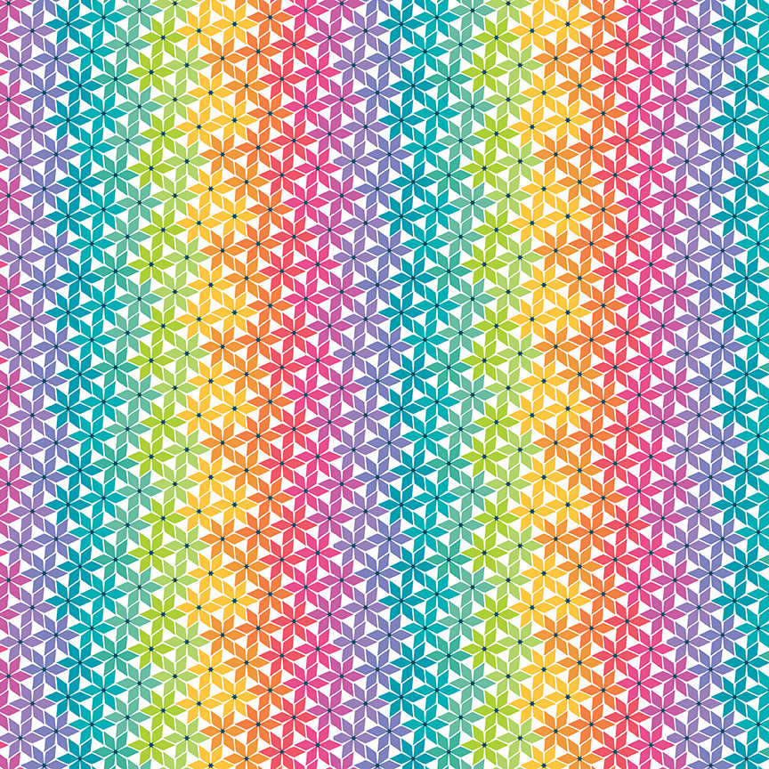 Chasing Rainbows Six-Point Stars Fabric – Rainbow Yardage by Leslie Ryan for Riley Blake Designs | C18014-RAINBOW