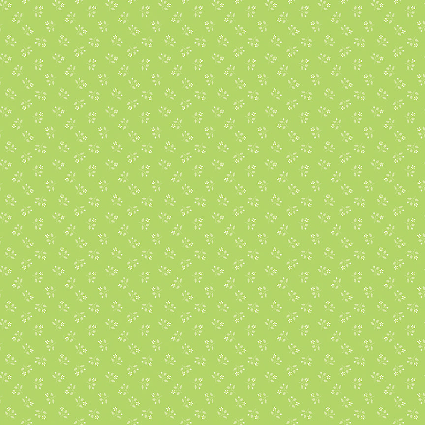 Chasing Rainbows Tiny Floral Sprigs Fabric – Green Yardage by Leslie Ryan for Riley Blake Designs | C18015-GREEN