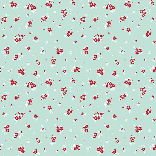 Little Ladybug Scattered Floral Sprigs Yardage – Blue | Lori Whitlock | In Stock
