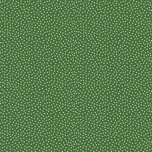 Little Ladybug Scattered Dots Yardage – Green | Lori Whitlock | In Stock