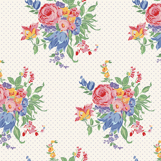 Dear Sweethearts Large Floral Clusters Yardage – Ivory | American Jane | In Stock