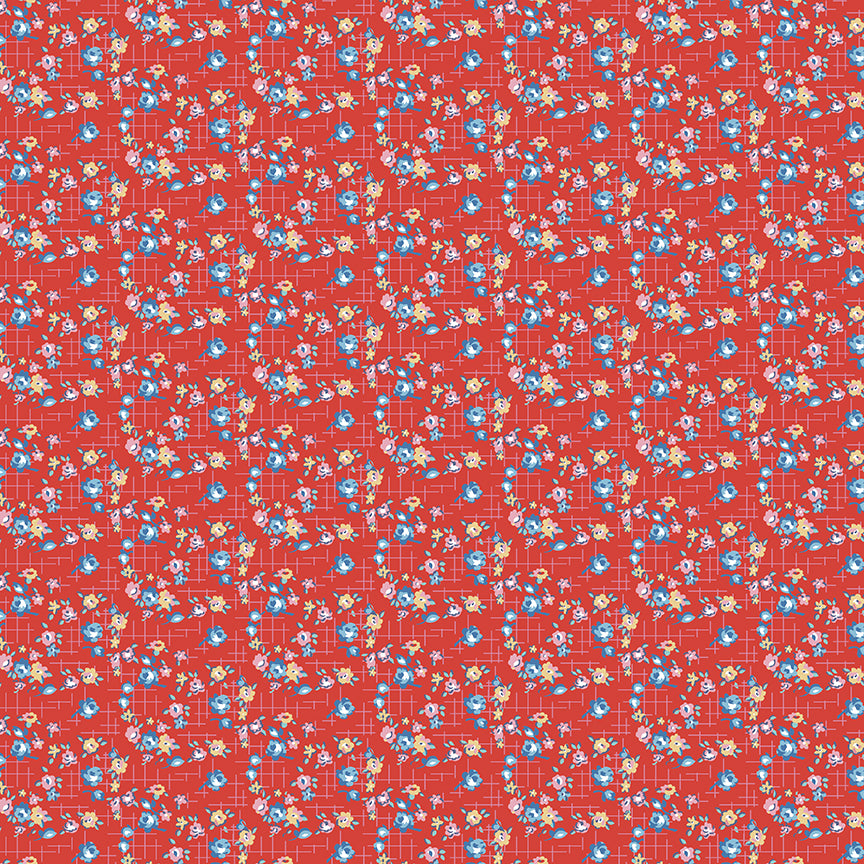 Dear Sweethearts Sprigs of Flowers Yardage – Red | American Jane | In Stock