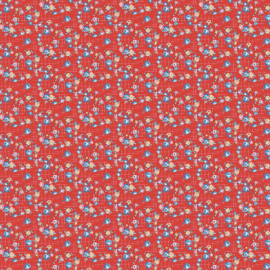 Dear Sweethearts Sprigs of Flowers Yardage – Red | American Jane | In Stock C18091-RED