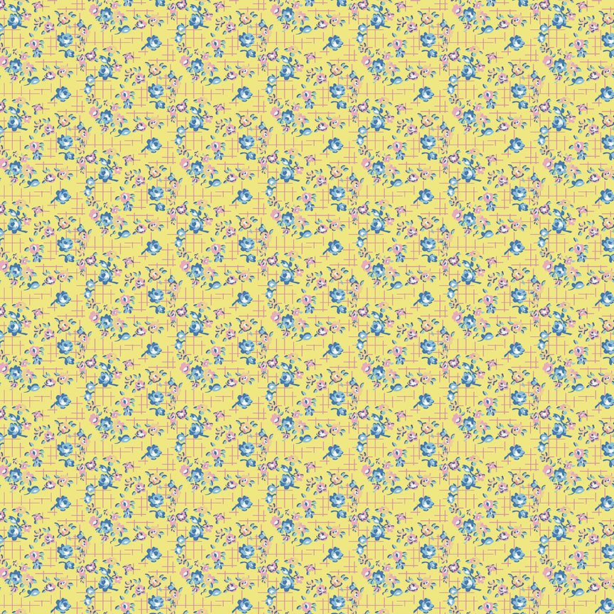Dear Sweethearts Sprigs of Flowers Yardage – Yellow | American Jane | In Stock