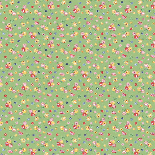 Dear Sweethearts Sprigs of Flowers Yardage – Green | American Jane | In Stock
