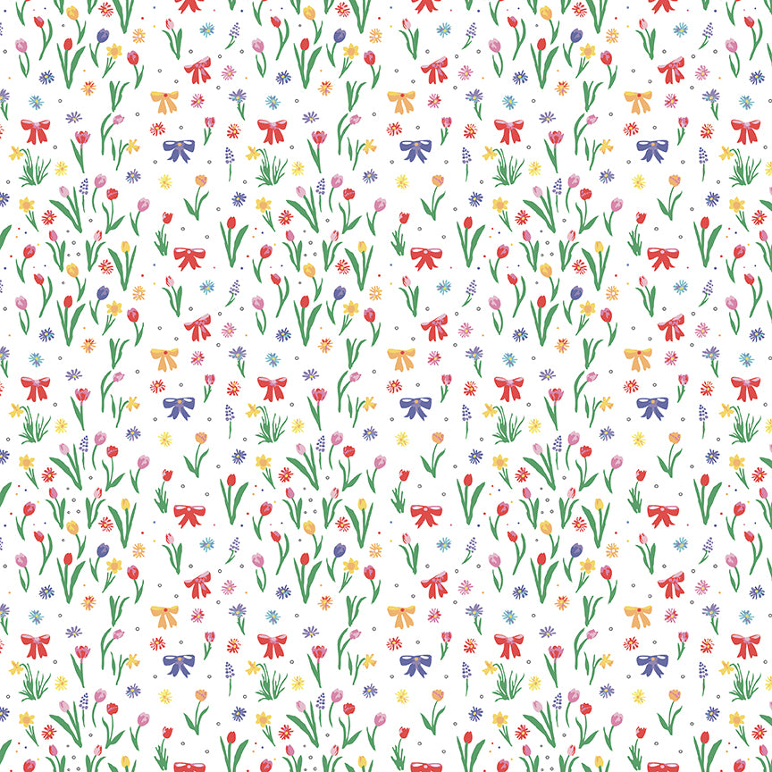 Dear Sweethearts Flowers, Bows & Polka Dots Yardage – Multi | American Jane | In Stock