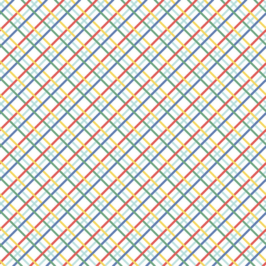 Dear Sweethearts Diagonal Plaid Yardage – Multi | American Jane | In Stock