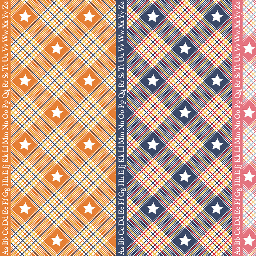 Dear Sweethearts Alphabet & Plaid Stripe Yardage – Multi | American Jane | In Stock