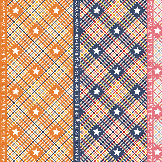 Dear Sweethearts Alphabet & Plaid Stripe Yardage – Multi | American Jane | In Stock