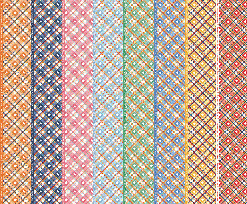 Dear Sweethearts Alphabet & Plaid Stripe Yardage – Multi | American Jane | In Stock