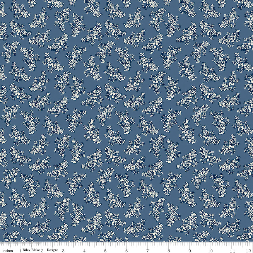 Lori Holt Denim & Daisy Bouquet Denim – Pixelated Floral – C18130-DENIM
