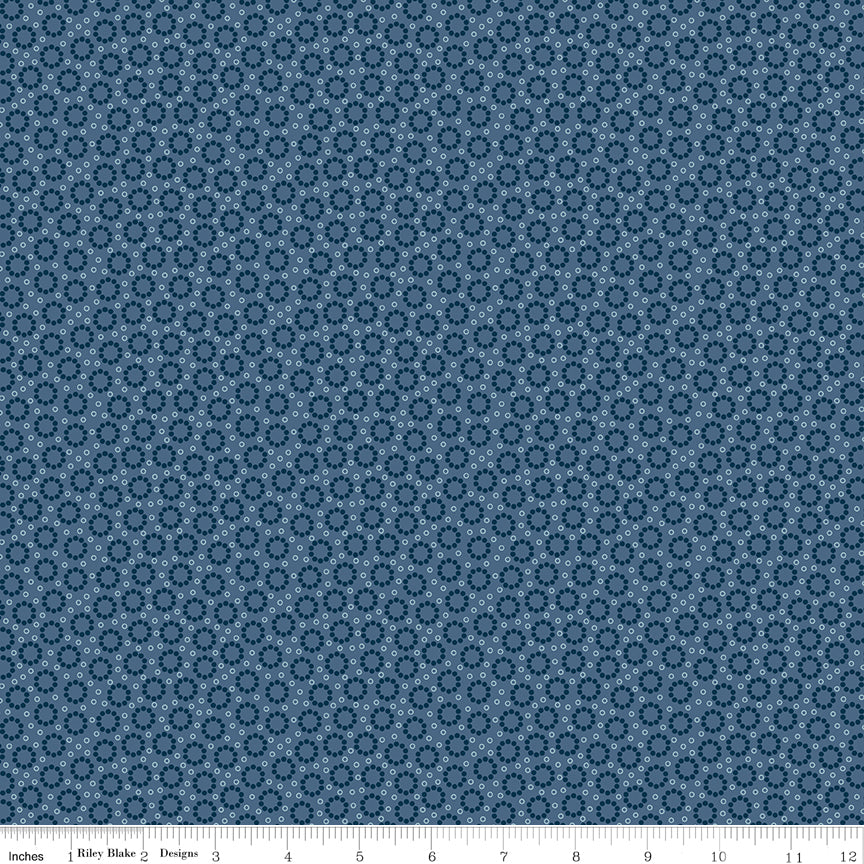 Lori Holt Denim & Daisy Miller Denim – Blossoms & Dots – C18135-DENIM