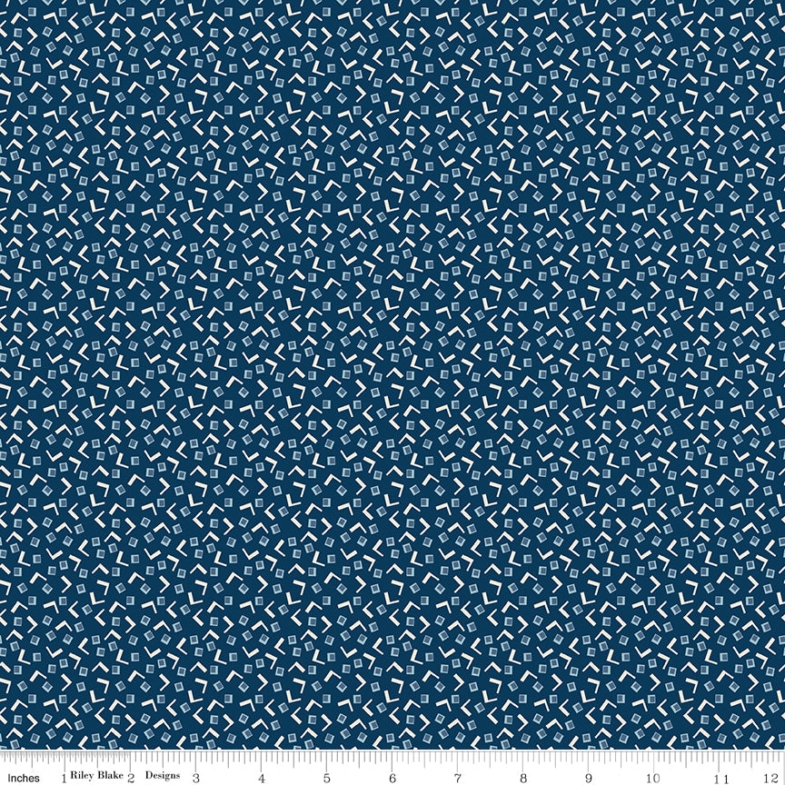 Lori Holt Denim & Daisy Tiny Squares Oxford Blue – Tiny Geometric Squares – C18138-OXFORDBLUE