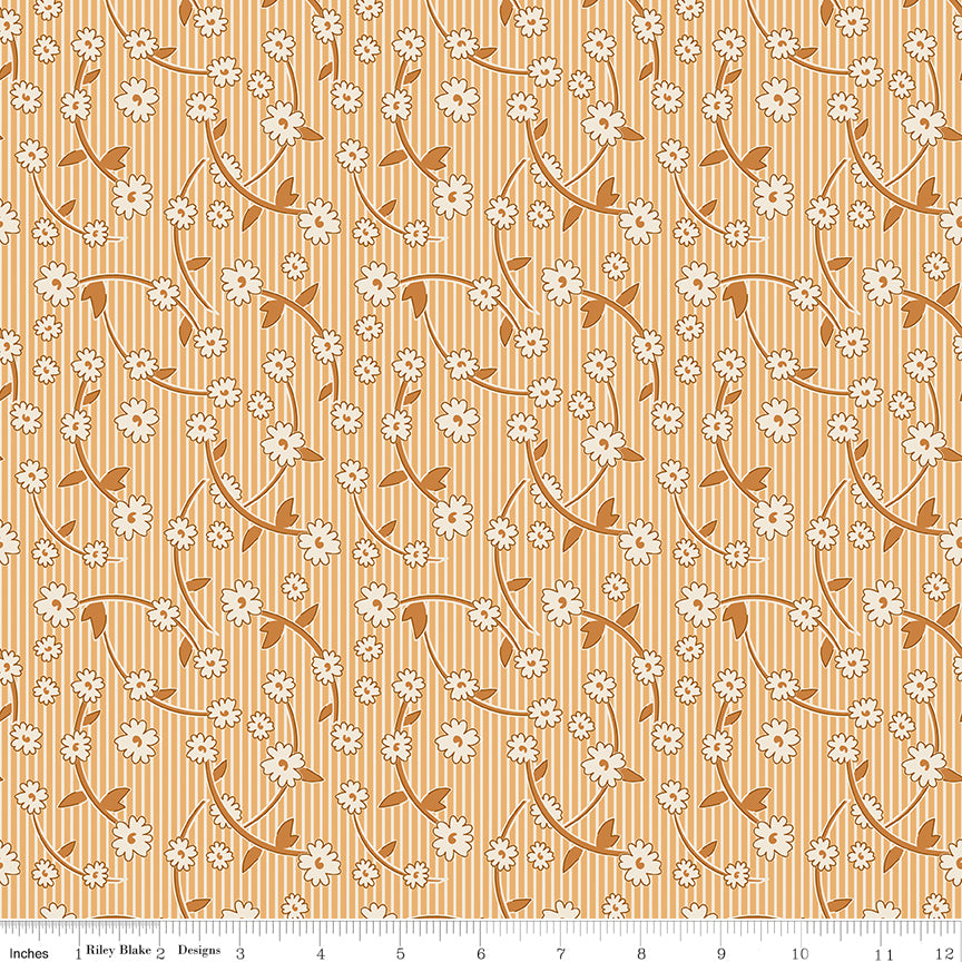 Lori Holt Denim & Daisy Hazel Daisy – Leafy Sprigs on Stripes – C18139-DAISY