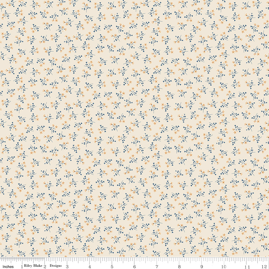 Lori Holt Denim & Daisy Bonnet Denim – Scattered Floral Sprigs – C18148-DENIM
