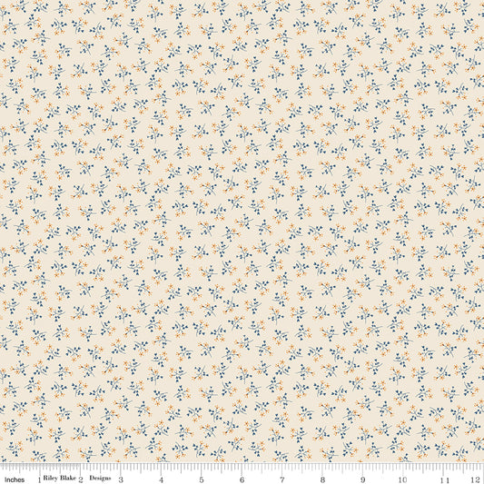 Lori Holt Denim & Daisy Bonnet Denim – Scattered Floral Sprigs – C18148-DENIM
