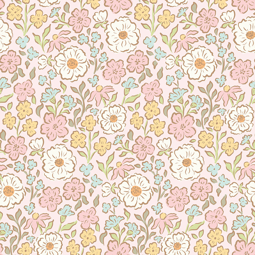 Backing Set for Courtyard Quilt Kit Little Posies Pink 4 Yards Preorder Sept 2026