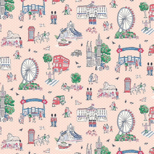 From London, With Love Main Scenic Yardage – Peach | Cath Kidston® | 50% Deposit Preorder | March 2027