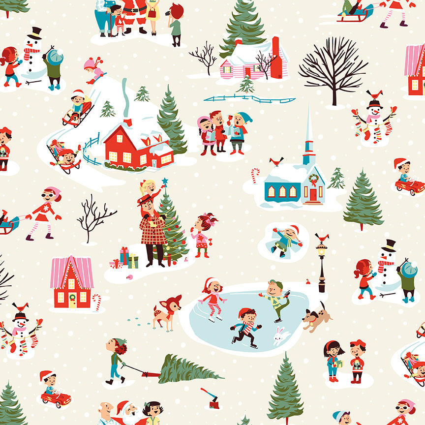 Christmas Cheer Christmas Village Yardage – Cream | Shawn Wallace | 50% Deposit Preorder | May 2027 | C19060-CREAM|