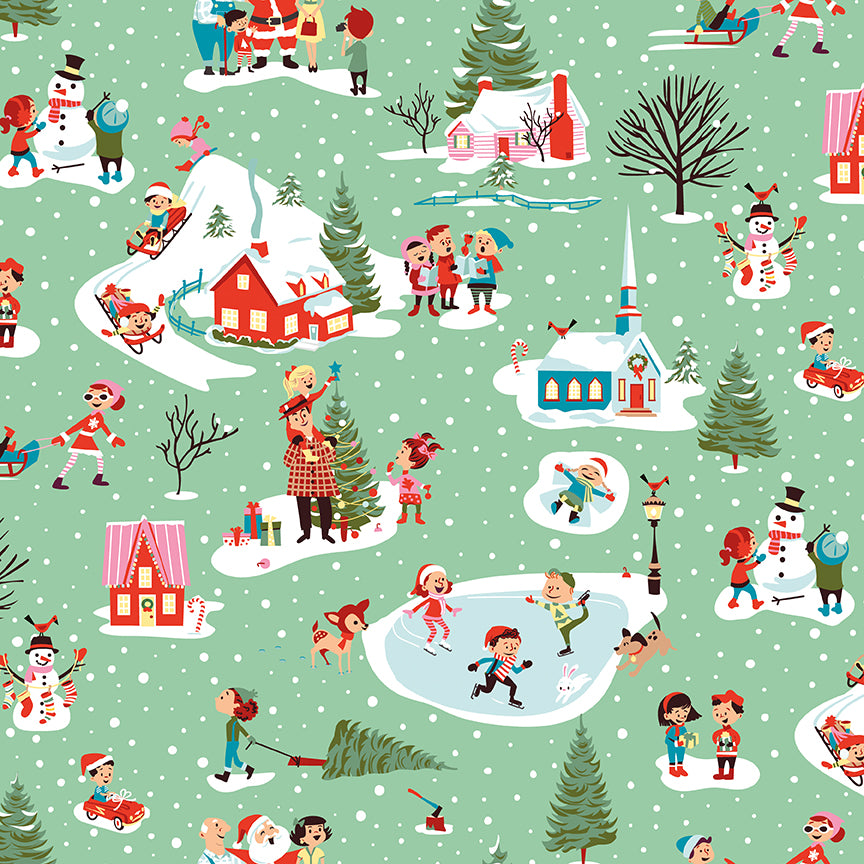 Christmas Cheer Christmas Village Yardage – Green | Shawn Wallace | 50% Deposit Preorder | May 2027 | C19060-GREEN
