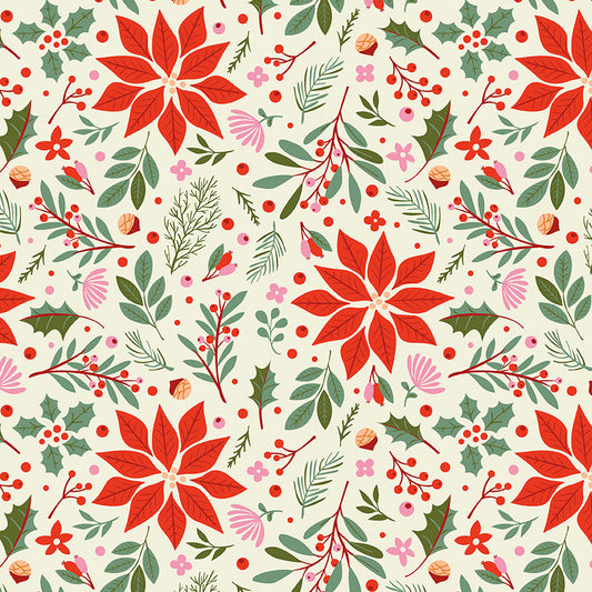 Four Square Quilt Coordinating Backing Set – Christmas Cheer Cream | 3¾ Yards | 50% Deposit Preorder | May 2027